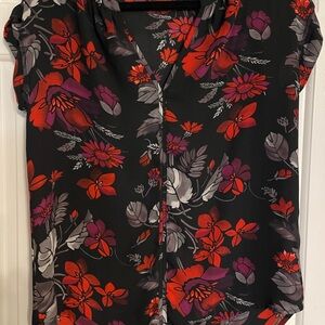 Philosophy Black and Red Floral Blouse